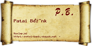 Patai Bánk névjegykártya